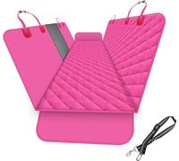 GXT, Coprisedile posteriore per cani, per auto, SUV e camion, con finestra in rete, antigraffio, antiscivolo e impermeabile, versione aggiornata con guinzaglio per cani, colore: rosa