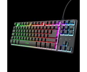 GXTrust 833 Thado Tastiera Gamer TKL AZERTY Francese, Tastiera cablata compatta (20% più piccola) a membrana, Illuminazione LED Multicolore, Cavo USB da 1,8 m, PC portatile, Nero