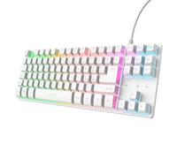 GXTrust 833W Thado Tastiera Gaming TKL Italiano QWERTY, Design Compatto più Piccolo del 20%, Cavo USB 1,8 m, Anti-Ghosting, LED Keyboard USB a Membrana per PC Laptop, Bianco
