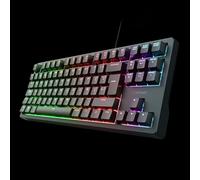 GXTrust 864 CADA TKL Tastiera meccanica tedesca QWERTZ con illuminazione RGB, interruttori Huano marroni, software integrato, tastiera da gioco programmabile USB 80% per PC e laptop