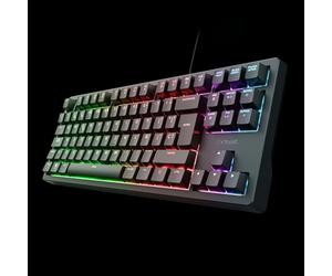 GXTrust 864 CADA TKL Tastiera meccanica tedesca QWERTZ con illuminazione RGB, interruttori Huano marroni, software integrato, tastiera da gioco programmabile USB 80% per PC e laptop