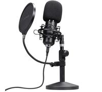 GXTrust 269 Emita II Microfono con Supporto da Tavolo Regolabile, Filtro Pop, Pattern Cardioide 192 kHz/24 bit, Microfono Gaming USB per Podcast Youtube, ASMR, Streaming, Twitch, PC, PS4, PS5, Nero