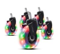 GXTrust Gel Ruote Girevoli LED per Sedia da Gaming 11 mm, Set da 5 | Lampeggianti a LED, Rotelle Sedia da Ufficio Scrivania, Ruote di Ricambio Lisce e Silenziose
