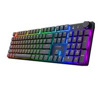 GXTrust Torix Tastiera da gioco meccanica wireless Layout US (QWERTY) | Latenza ultra bassa 2,4 GHz, batteria ricaricabile, tasti a basso profilo, illuminazione Rgb, manopola multifunzione