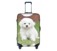 GXUNGT Bichon Frise - Copertura per bagagli da viaggio con stampa di cane, personalizzabile, pieghevole, perfetta per tutti i viaggiatori, bianco, S