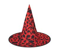 GXUNGT Cappello da strega di Halloween con stampa leopardata rossa, cappello da mago, adatto per carnevale, Natale, feste in maschera e cosplay
