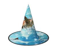 GXUNGT Cappello da strega di Halloween con stampa tartaruga marina, cappello da mago, adatto per carnevale, feste in maschera di Natale, feste cosplay