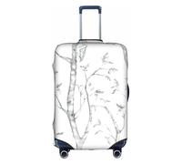GXUNGT Copertura per bagagli da viaggio con stampa di boschi grigi e uccelli, copertura pieghevole personalizzata, perfetta per tutti i viaggiatori, bianco, M