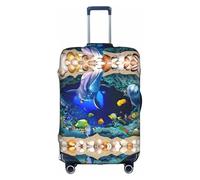 GXUNGT Copertura per bagagli da viaggio con stampa di delfini subacquei 3D, copertura pieghevole personalizzata, perfetta per tutti i viaggiatori, bianco, XL