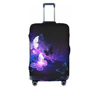 GXUNGT Copertura per bagagli da viaggio con stampa di farfalle bianche e viola, copertura pieghevole personalizzata, perfetta per tutti i viaggiatori, bianco, L