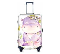 GXUNGT Copertura per bagagli da viaggio con stampa di farfalle e ippopotamo, copertura pieghevole personalizzata, perfetta per tutti i viaggiatori, bianco, L