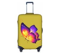 GXUNGT Copertura per bagagli da viaggio con stampa di farfalle viola, copertura pieghevole personalizzata, perfetta per tutti i viaggiatori, bianco, S