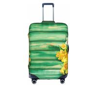 GXUNGT Copertura per bagagli da viaggio con stampa di narcisi gialli, copertura pieghevole personalizzata, perfetta per tutti i viaggiatori, bianco, L