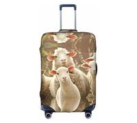 GXUNGT Copertura per bagagli da viaggio con stampa di pecore e agnelli, copertura pieghevole personalizzata, perfetta per tutti i viaggiatori, bianco, S