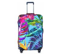 GXUNGT Copertura per bagagli da viaggio con stampa di piante tropicali con fiori rosa, copertura pieghevole personalizzata, perfetta per tutti i viaggiatori, bianco, S