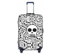 GXUNGT Copertura per bagagli da viaggio con stampa di teschi bianchi e neri, copertura pieghevole personalizzata, perfetta per tutti i viaggiatori, bianco, XL