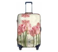 GXUNGT Copertura per bagagli da viaggio con stampa di tulipani rosa, copertura pieghevole personalizzata, perfetta per tutti i viaggiatori, bianco, M