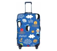 GXUNGT Copertura per bagagli da viaggio con stampa tartaruga pinguino, copertura pieghevole personalizzata, perfetta per tutti i viaggiatori, bianco, L