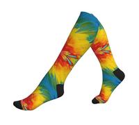 GXUNGT Fantastici calzini al polpaccio con stampa di piume di pappagallo, calzini di supporto da corsa, adatti per corsa, ciclismo e viaggi., 2 Nero-2, Taglia unica