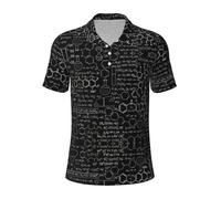 GXUNGT Illustrazione astratta della scienza chimica stampa 3D da uomo a maniche corte polo alla moda, camicie da golf, camicie formali con risvolto a maniche corte, Nero , XXL