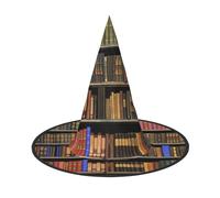 GXUNGT Library Bookshelf Print Halloween Witch Hat,Wizard Hat,Adatto per Carnevale, Natale mascherata, Cosplay Party