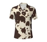GXUNGT Polo alla moda a maniche corte degli uomini della stampa della pelliccia della mucca, camicie da golf, Nero , S