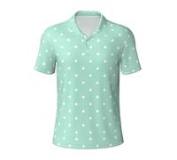 GXUNGT Polo alla moda da uomo a maniche corte con stampa a pois verdi, camicie da golf, camicie formali con risvolto a maniche corte, Nero , L