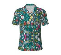 GXUNGT Polo da uomo a maniche corte con stampa a tema scienza dei cartoni animati, camicie da golf, camicie formali a maniche corte con risvolto, Nero , L
