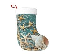 GXUNGT Stella marina conchiglia spiaggia stampa poliestere peluche calze di Natale per albero di Natale Mantel Holiday Party decorazioni - 1 pezzo