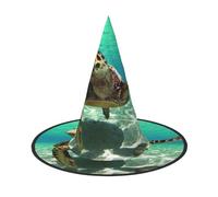 GXUNGT Tartaruga marina Stampa Cappello da strega di Halloween, cappello da mago, adatto per carnevale, Natale, feste in maschera, feste cosplay