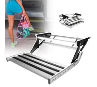 GXXINGIN Gradino Elettrico Pieghevole per Camper con Luce a LED, Costruzione in Lega di Alluminio Resistente, Controllo dell'interruttore e Controllo della Porta, Scale Automatiche Pieghevoli per ro