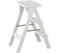 GXXINGIN Sedia Pieghevole in Legno trasformabile, Sgabello Portatile con Scala a pioli per Adulti, capacità di carico 100 kg, poggiapiedi Versatile e ripiano per Fiori, Finitura Bianca.