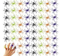 GXXMEI 124 anelli in plastica per cupcake a forma di ragno, per feste di Halloween (multicolore)