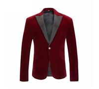 GXYHJVMFPSC Blazer Uomo Mens Blazer Giacca Slim Fit Velluto Revers Lancia Smoking Un Bottone Abito Cerimonia Ballo Fine Anno-Red||XL