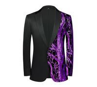 GXYHJVMFPSC Blazer Uomo Mens Blazer Slim Fit Paillettes Abito Lucido Un Bottone Smoking Revers Giacca Matrimonio Festa Ballo Fine Anno-Purple||XS