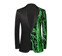 GXYHJVMFPSC Blazer Uomo Mens Blazer Slim Fit Paillettes Abito Lucido Un Bottone Smoking Revers Giacca Matrimonio Festa Ballo Fine Anno-Green||S
