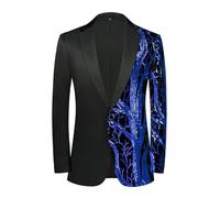 GXYHJVMFPSC Blazer Uomo Mens Blazer Slim Fit Paillettes Abito Lucido Un Bottone Smoking Revers Giacca Matrimonio Festa Ballo Fine Anno-Blue||S