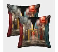 GXYUAOIEF Porte dai colori strani - Federa per cuscino, set di 2 federe decorative per cuscino per divano morbido per casa, soggiorno, con cerniera decorativa, morbida, 40 x 40 cm