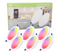 GY Faretti Alexa da Incasso, 7W 500LM Compatibili Con Alexa e Google Home, Multicolore RGBCW LED Dimmerabile, Luci Ultrasottili Smart per Cartongesso, 6 Pezzi
