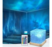 GY lampada aurora boreale cubo, Lampada ad Onda, Lampada di proiezione di cristallo USB a 16 colori, Scena romantica, Luce dell'umore RGB dimmerabile, Con telecomando Luce notturna da comodino