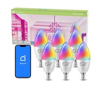 GY Lampadina Led E14, LED Bluetooth Inteligente Mesh C37, Lampadina Smart 6W Equivalenti a 60W, 580LM, Multicolore Regolabile RGBCW Dimmerabile Bulbo 2700K-6500K, Compatibile con Google Home, 6 Pezzi