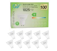 GY Lampadine GU10 LED, 6.5W (equivalenti a 100W), 1025 Lumen, 6500K Bianco Fredda, Risparmio Energetico LED GU10, Lunga Durata, Basso Consumo, 120° Angolo del Fascio,Non Dimmerabile, 10 pezzi