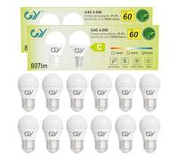 GY Lampadine LED E27, 4.9W (equivalenti a 60W), Lampadine LED Attacco Piccolo G45, 6500K Luce Fredda, 807 Lumen, Lampadine Risparmio Energetico Bianco Freddo, Certificazione CE, 12 Pezzi