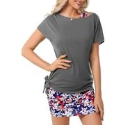 Gyabnw Abito Estivo Donna Corto Estivo Due Pezzi Vestiti Donna Maniche Corte Top Maglietta Casual con Vestito Senza Maniche Stampato in Girocollo