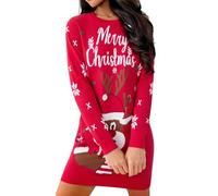 Gyabnw Abito in Maglia Invernale a Maniche Lunghe da Donna Abito Pullover Girocollo Autunno Inverno Casual Maglione di Natale Donna