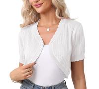 Gyabnw Bolero Elegante Donna Coprispalle Donna Casual Cardigan Lavorato Estivo a Maglia Cava a Maniche Corte