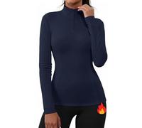 Gyabnw Maglie Termiche Donna Maniche Lunghe Pile Donna con Zip Abbigliamento Termico Manica Lunga Top Palestra Leggero Sottogiacca