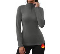 Gyabnw Maglie Termiche Donna Maniche Lunghe Pile Donna con Zip Abbigliamento Termico Manica Lunga Top Palestra Leggero Sottogiacca