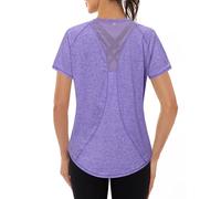 Gyabnw Maglietta Sportiva Donna Magliette Manica Corta Elastico Camicia Palestra Donna Indietro in Rete Traspirante Top Fitness Yoga Corsa Danza