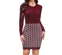 Gyabnw Vestito Donna Invernale in Maglione Aderente Abito Maglione Stretto con Maniche Lunghe Gonna a Contrasto Abiti all'Anca Avvolta Abito in Maglia Casual per Ufficio, Scuola, Party